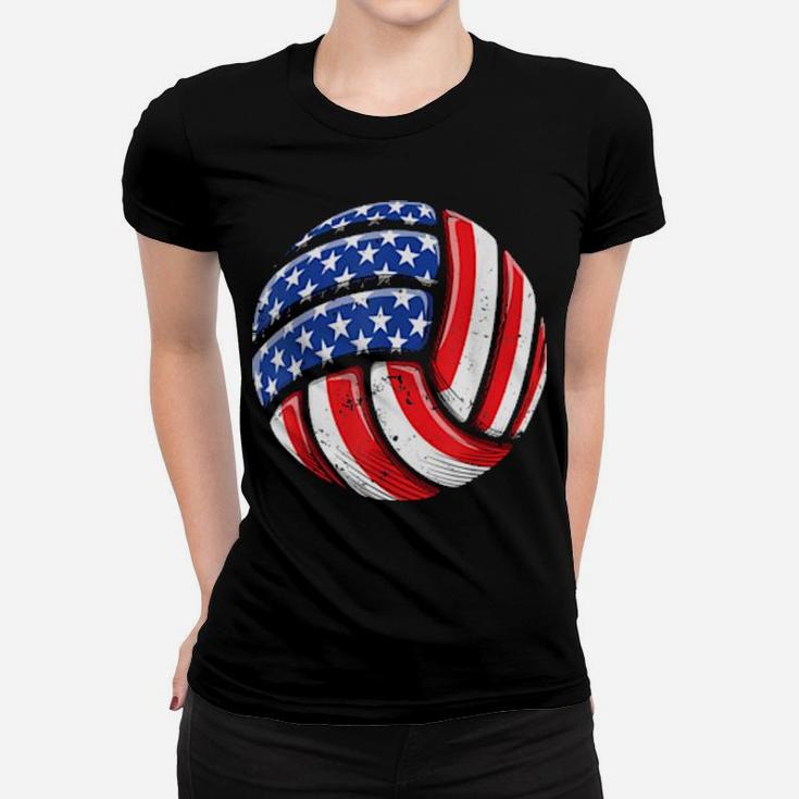 Volleyball Ball 4Th Of July Boys Girls American Flag Women T-shirt