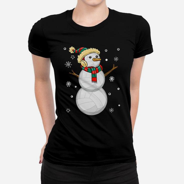 Volleyball Snowman Christmas Gift Tee Xmas Snowmie Santa Tee Women T-shirt