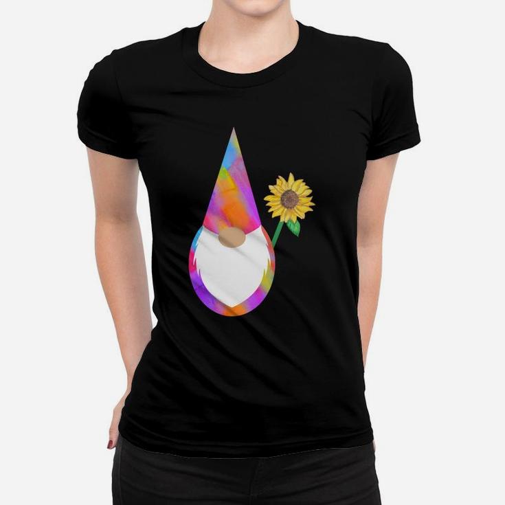 Watercolor Tomte Gnome Boho Hippy Sunflower Tie Dye Sweatshirt Women T-shirt