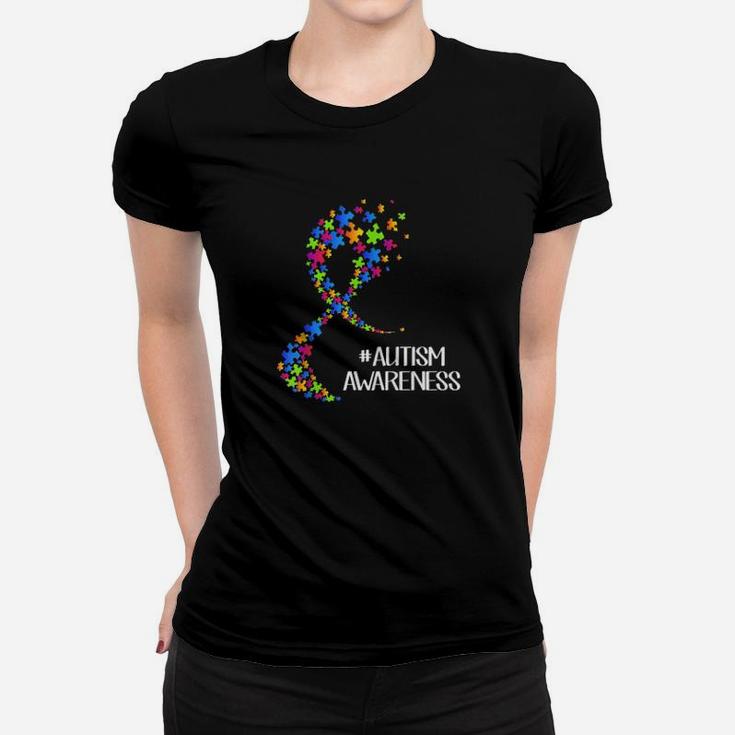 Wear Rainbow Puzzle Ribbon Autism Awareness Women T-shirt