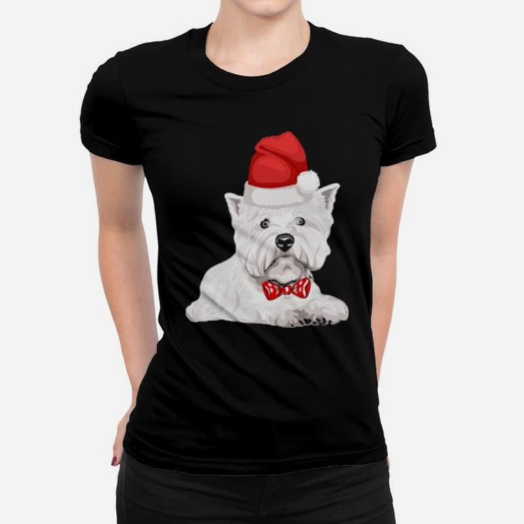 Westie Dog In Santa Hat For Dogs Women T-shirt