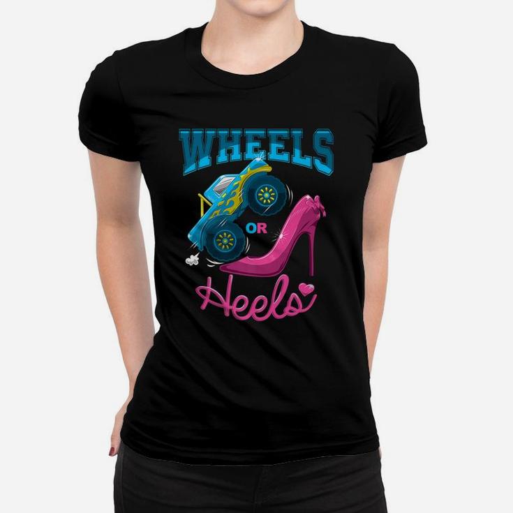 Wheels Or Heels Gender Reveal Family Women T-shirt