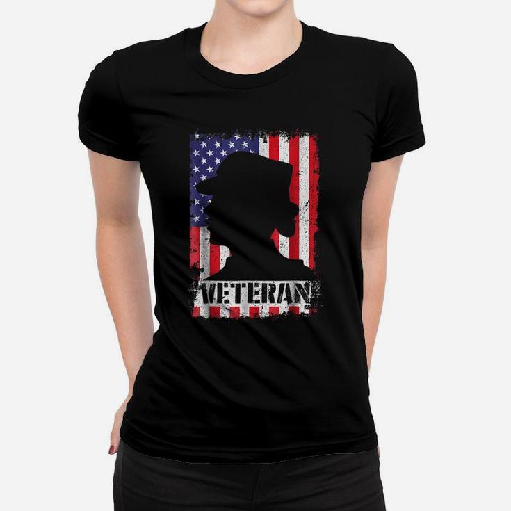 Women Veteran Usa Flag Female Veterans Day Gift Shirt Women T-shirt