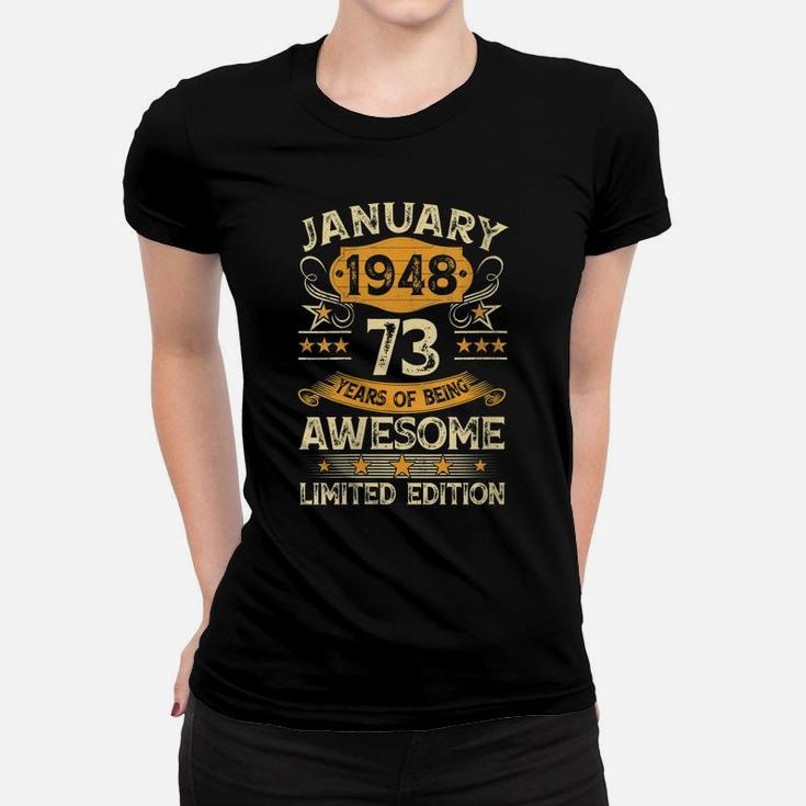 Womens 73 Years Old Gifts Vintage January 1948 73Rd Birthday Gift Women T-shirt