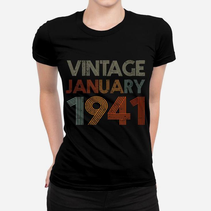 Womens 80 Years Old Retro Birthday Gift Vintage January 1941 Women T-shirt