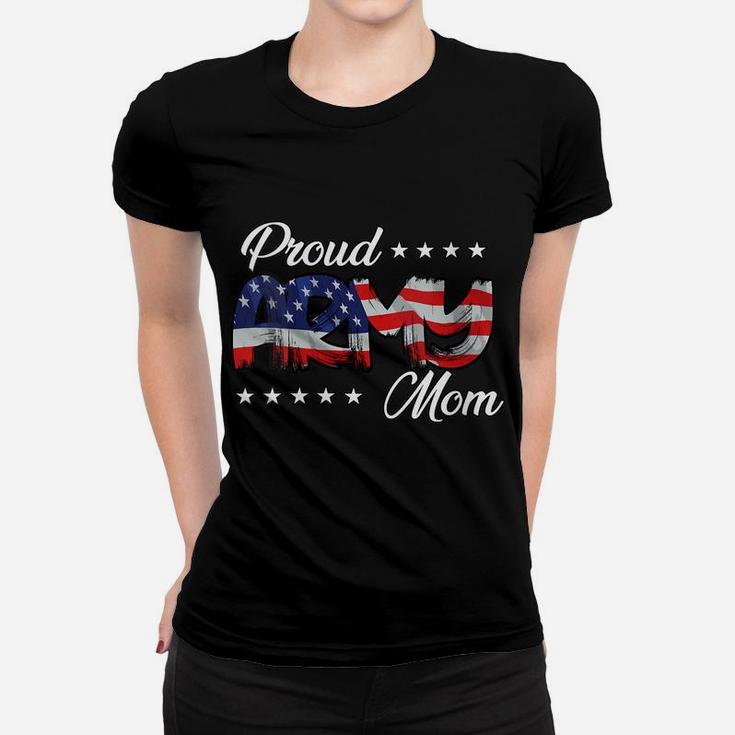 Womens American Flag Bold Proud Army Mom Women T-shirt