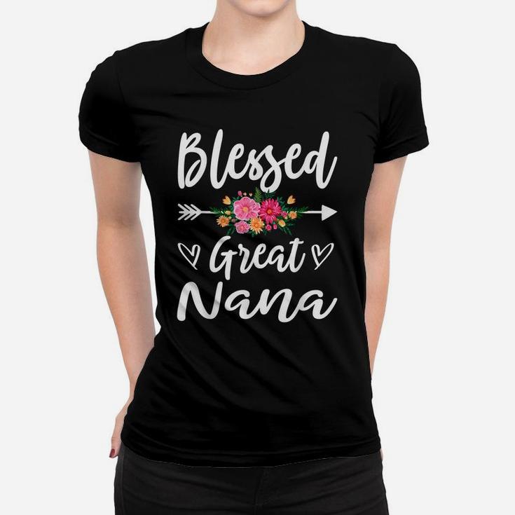 Womens Blessed Great Nana Flower Gift Women T-shirt
