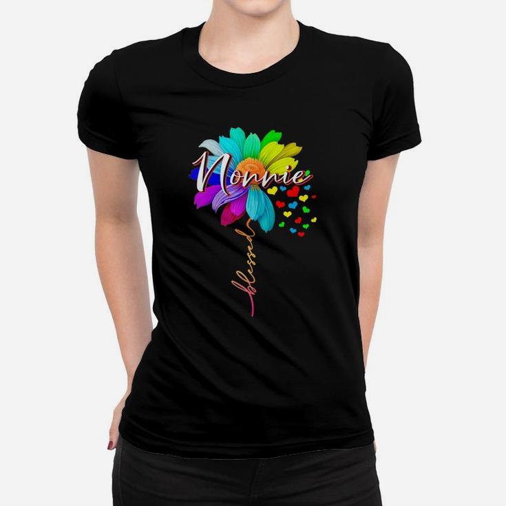 Womens Blessed Nonnie Flower Funny Nonnie Flower Mother's Day Gift Women T-shirt
