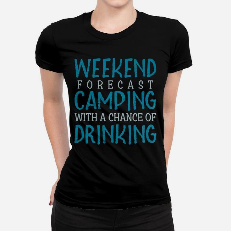 Womens Camping T-Shirts For Women Funny Mom Gift Weekend Forecast Women T-shirt