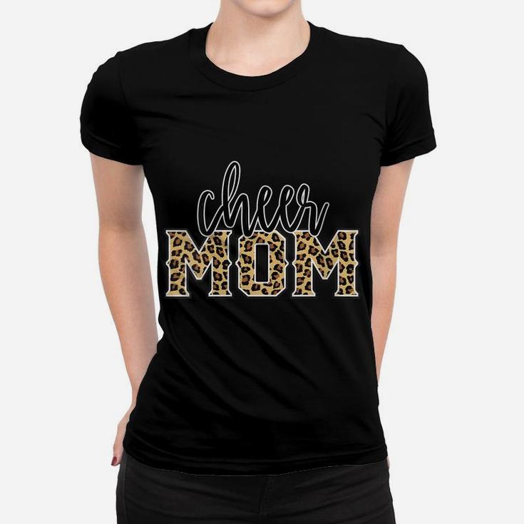 Womens Cheer Mom Leopard Print Womens Proud Cheerleader Mother Women T-shirt