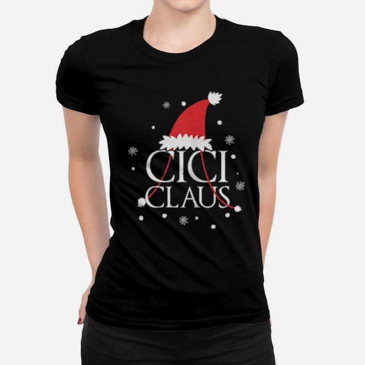 Womens Cici Claus Hat Grandma Cici Lovely Xmas Cute Women T-shirt