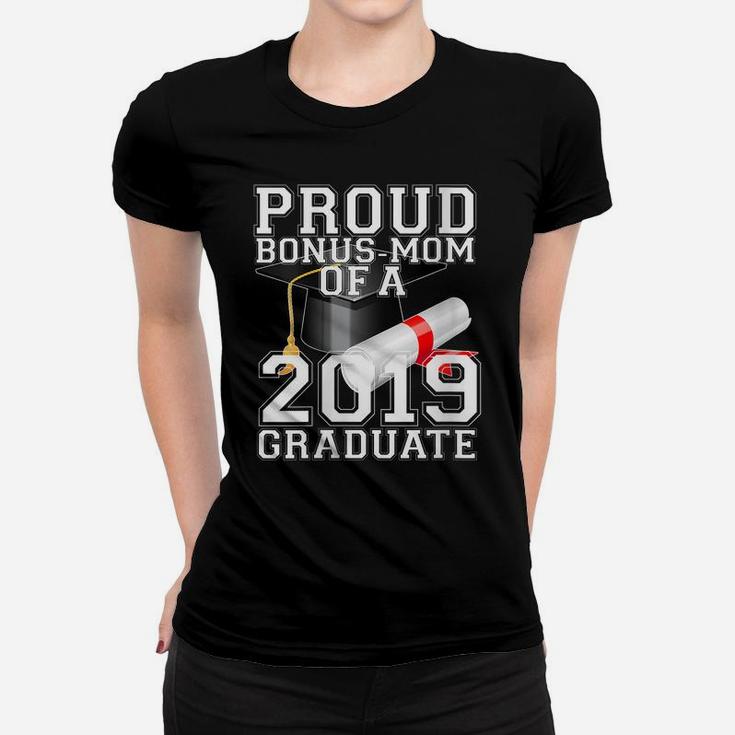 Womens Class Of 2019 Proud Bonus Mom Matching Graduation Varsity Women T-shirt