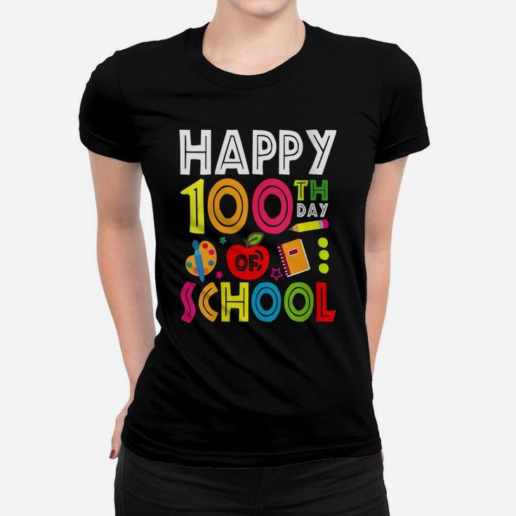 Womens Happy 100Th Day Of School Teacher & Student 100Th Day School Women T-shirt