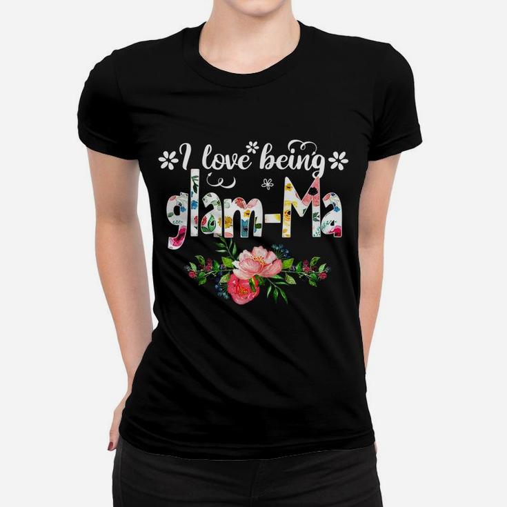 Womens I Love Being Called Glam-Ma Flower Women T-shirt