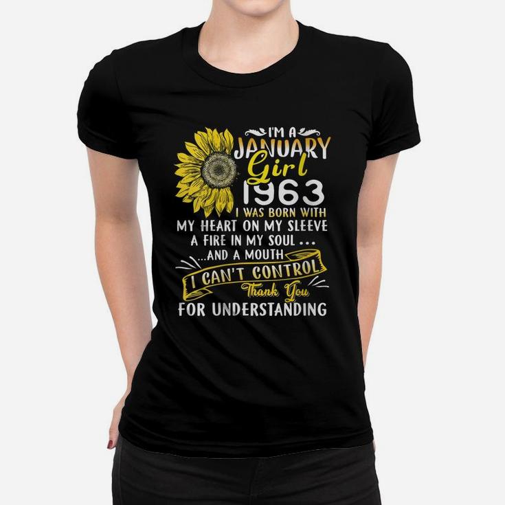 Womens I'm A January Girl 1963 Sunflower 57Th Birthday Gift Women T-shirt