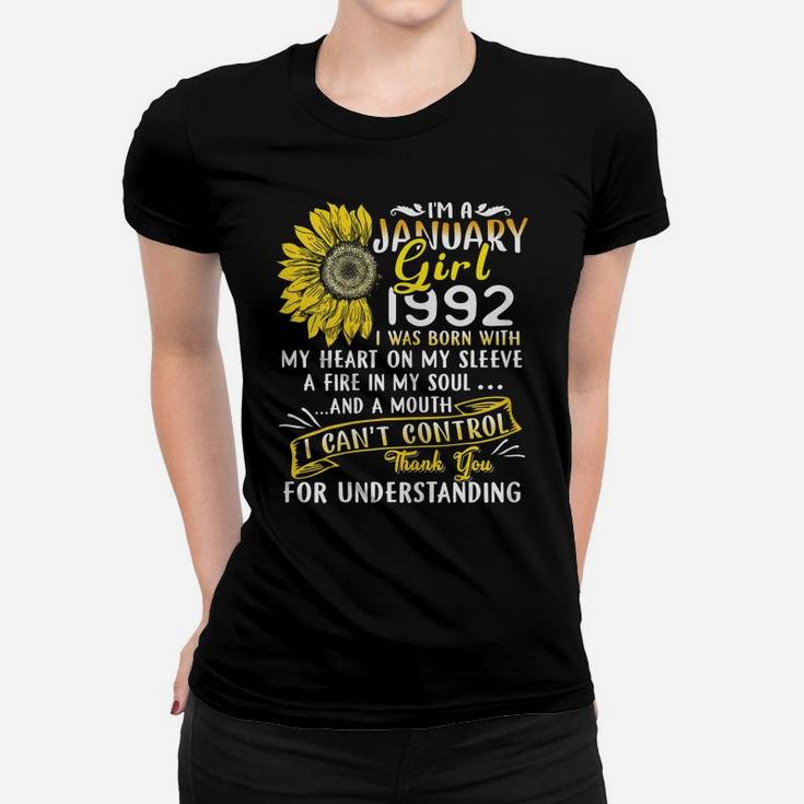 Womens I'm A January Girl 1992 Sunflower 29Th Birthday Gift Women T-shirt