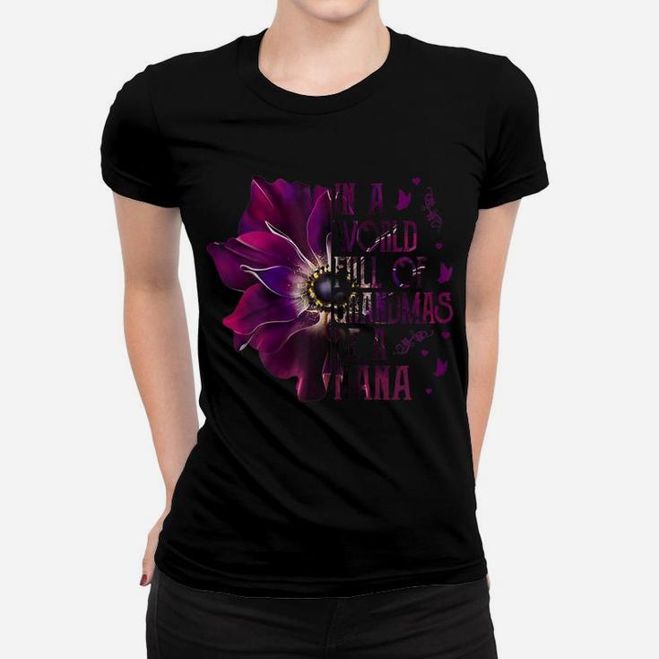 Womens In A World Full Of Grandmas Be Nana Purple Anemone Flower Women T-shirt
