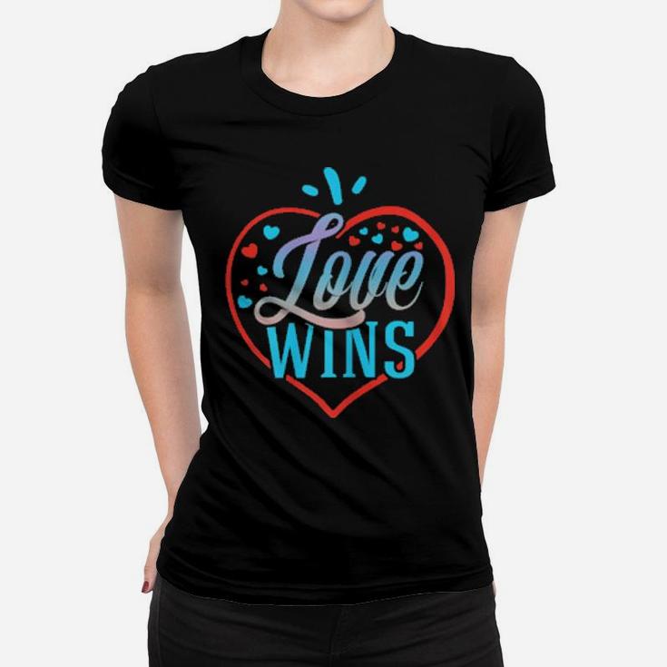 Womens Love Wins Gay Lesbian Rainbow Line Support Lgbt Pride Women T-shirt