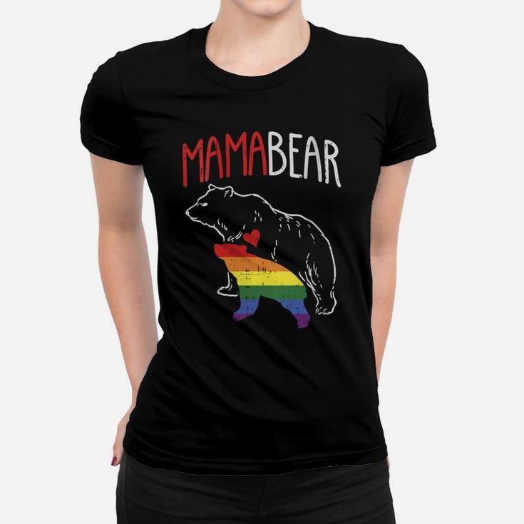 Womens Mama Bear Lgbt-Q Cute Rainbow Mothers Day Gay Pride Mom Gift Women T-shirt