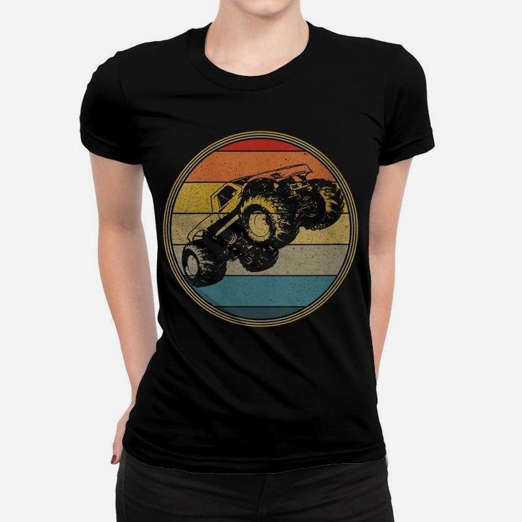 Womens Monster Truck Vintage Retro Style Sun Design Women T-shirt