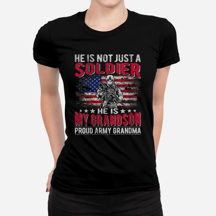 Womens My Grandson Is A Soldier Hero Proud Army Grandma Grandmother Women T-shirt