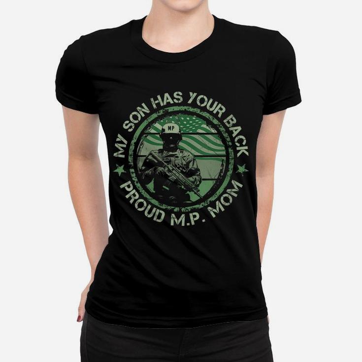 Womens My Son Has Your Back Proud Military Police Mom Thin Mp Line Women T-shirt