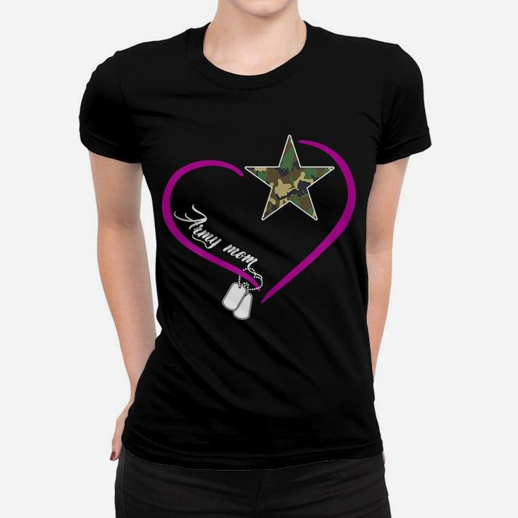 Womens Proud Army Mom - Heart Camo Star Mother Memorial Day Gift Women T-shirt