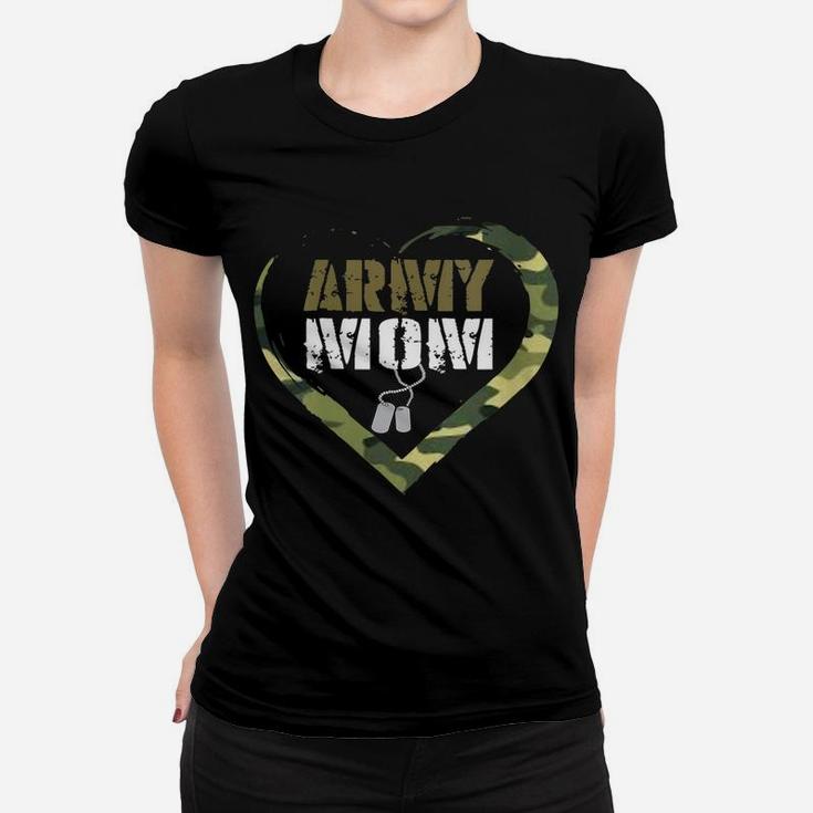 Womens Proud Army Mom Shirts For Women Cool Heart Camouflage Gift T Women T-shirt