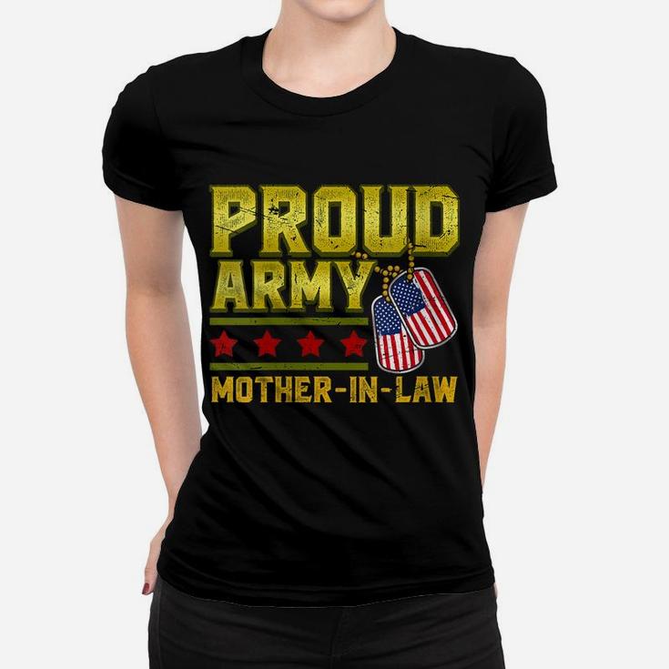 Womens Proud Army Mother In Law Us Flag Military Mom Family Women T-shirt