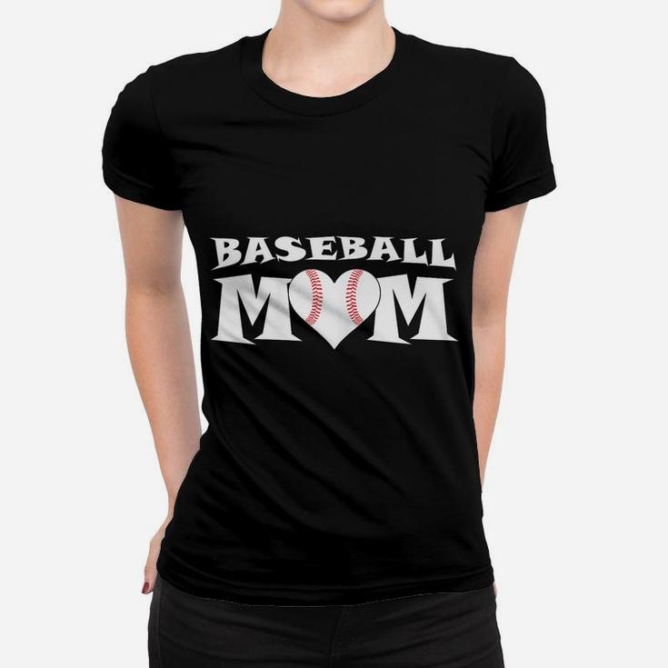 Womens Proud Baseball Mom With Heart Game Day Women T-shirt