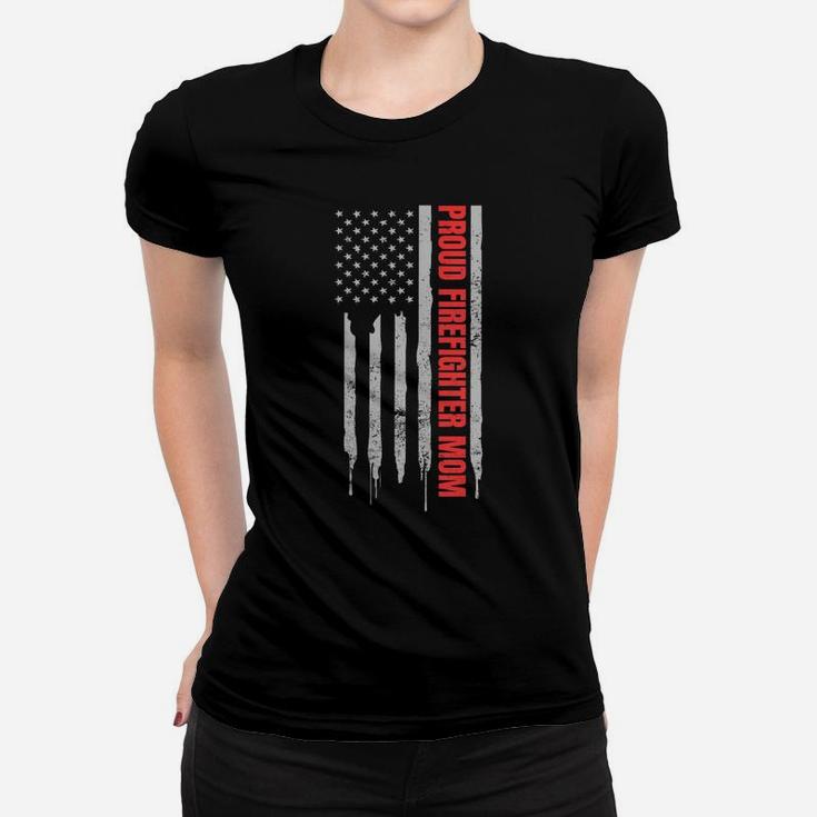Womens Proud Firefighter Mom Design Patriotic Us Flag Gift Women T-shirt