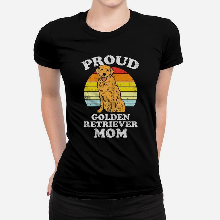 Womens Proud Golden Retriever Mom Sunset Retro Dog Mama Women Gift Women T-shirt