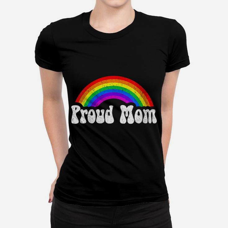 Womens Proud Mom Rainbow Shirt Lgbt Gay Pride Month Women T-shirt