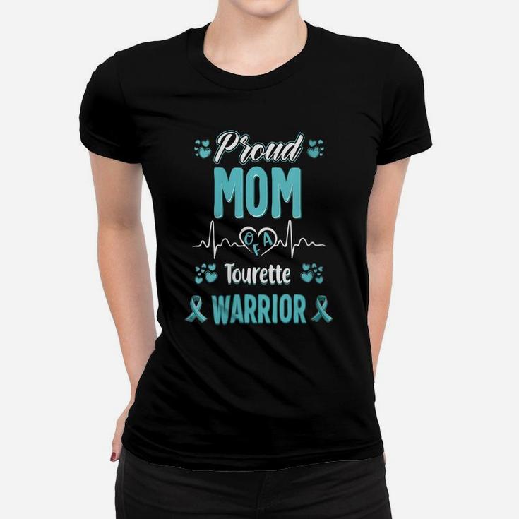 Womens Proud Mom Tourette Syndrome Warrior Awareness Ribbon Women T-shirt