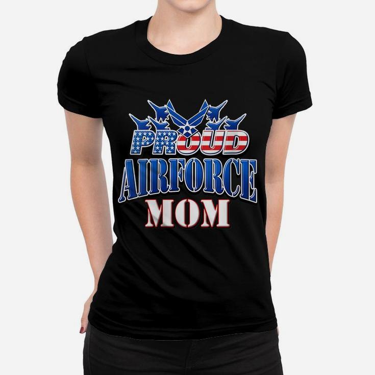 Womens Proud Patriotic Air Force Mom Usa Flag Mothers Day Women T-shirt