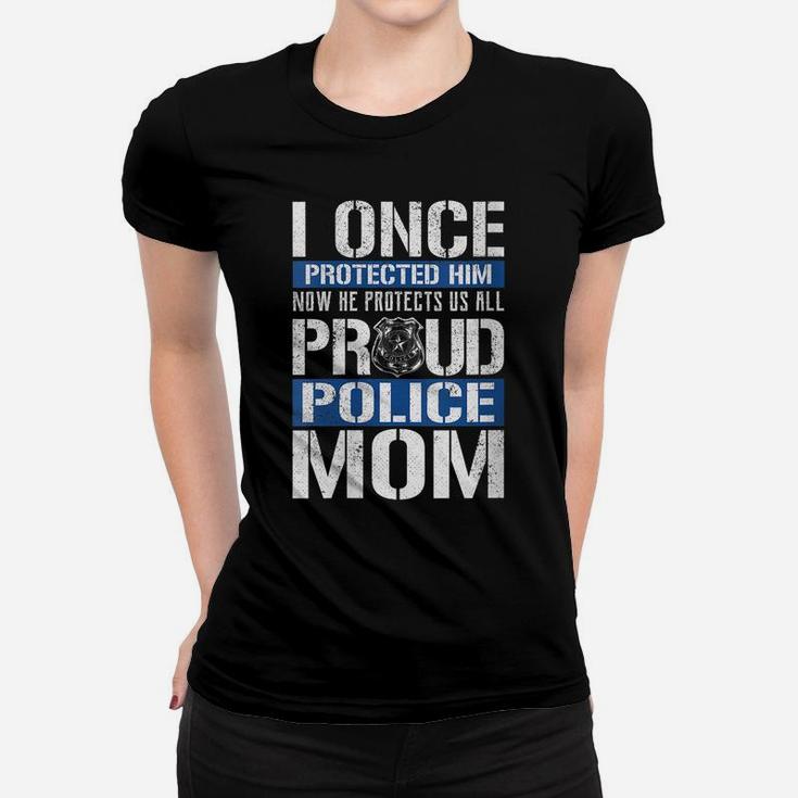 Womens Proud Police Mom Support Police Son Women T-shirt