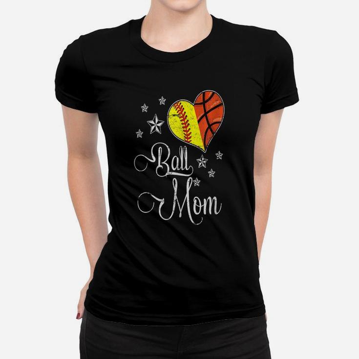 Womens Proud Softball Basketball Mom Ball Mother Day Women T-shirt