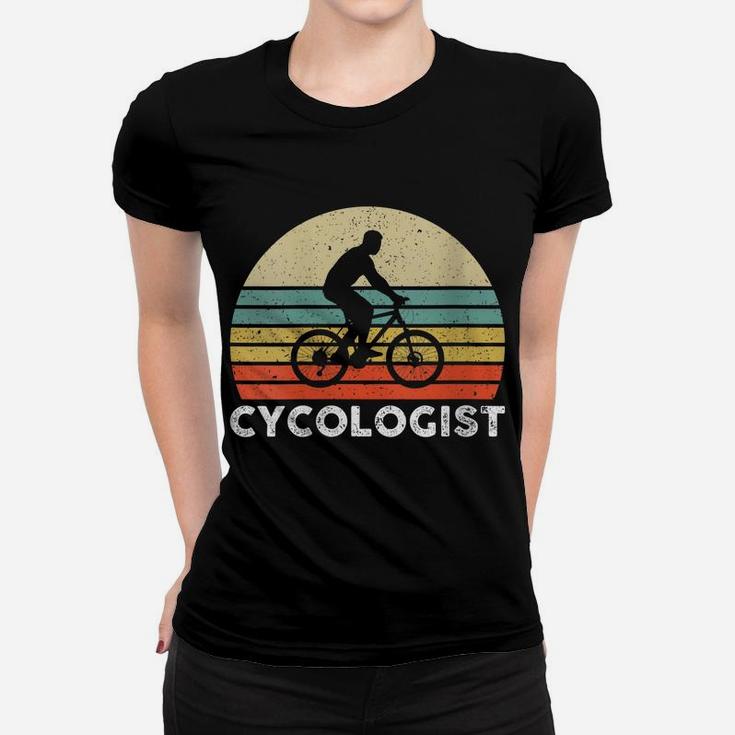 Womens Retro Sun Cycologist Funny Mtb Mountain Bike Lover Women T-shirt