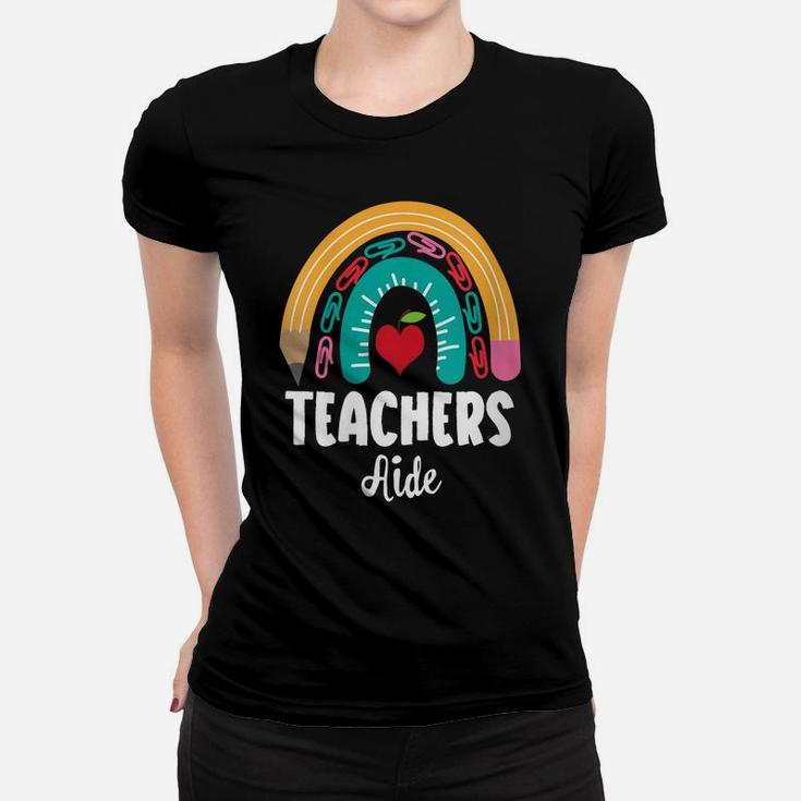 Womens Teachers Aide, Funny Boho Rainbow For Teachers Women T-shirt