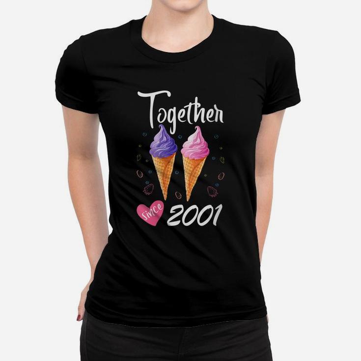 Womens Together Since 2001 19 Years Being Awesome Aniversary Gift Women T-shirt