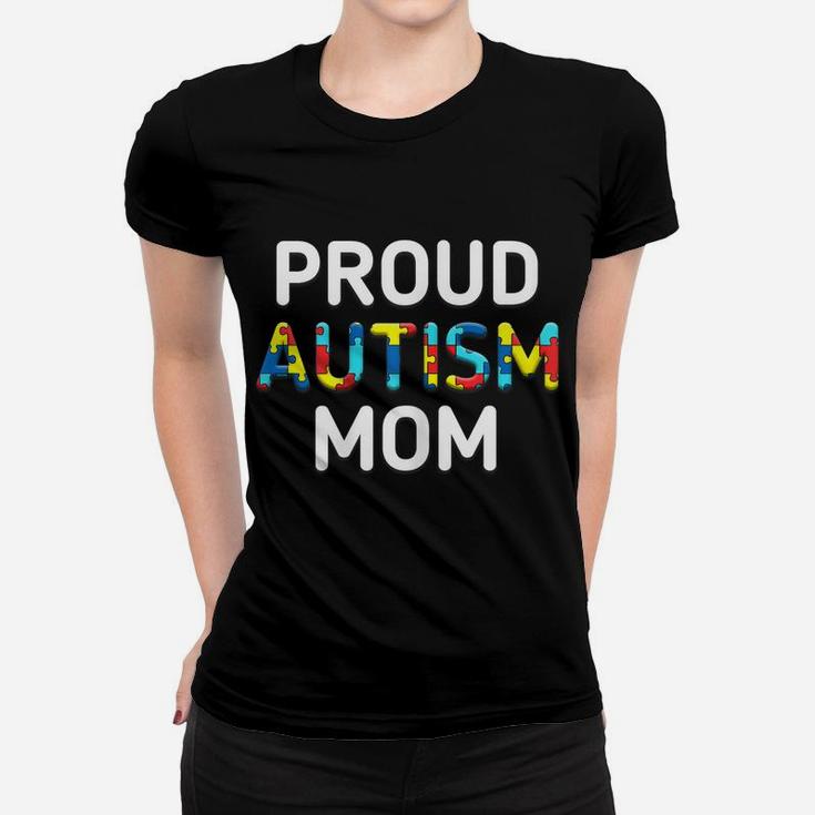 Womens Unique Proud Autism Mom Colored Puzzle Pieces Awareness Women T-shirt