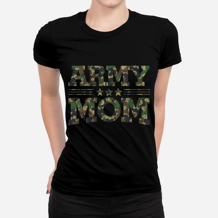 Womens Vintage Camouflage Military Mother Hero Proud Army Mom Woman Women T-shirt