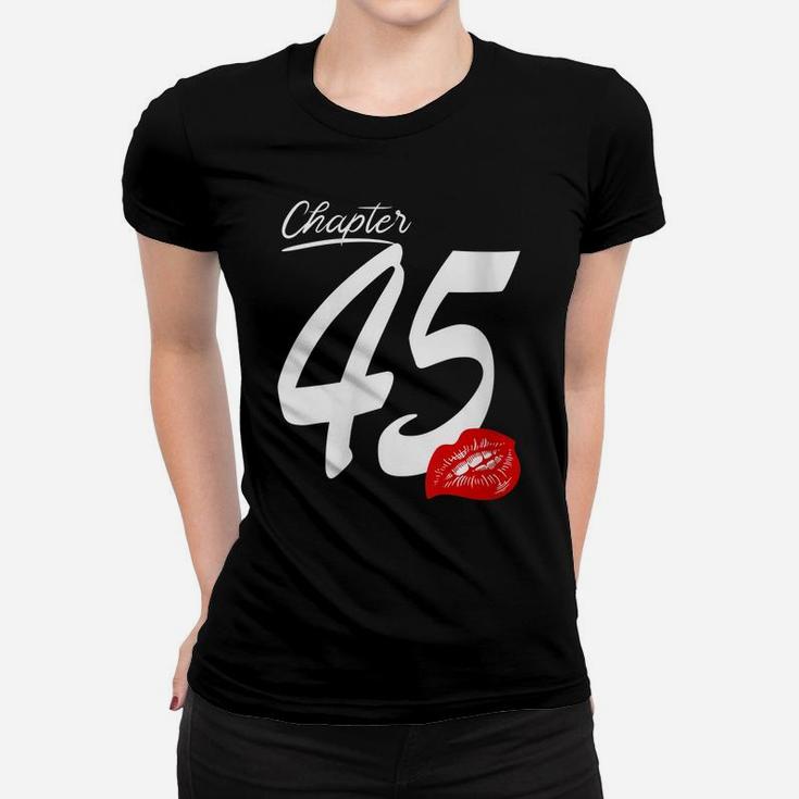 Womens Women Chapter45 With Lips For Birthday 1975 Funny Gift Women T-shirt