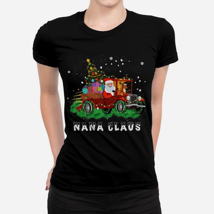 Xmas Nana Claus Red Truck Family Christmas Pajama Gifts Women T-shirt