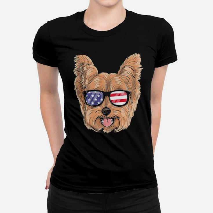 Yorkie Dog Patriotic Usa 4Th Of July American Cute Gift Women T-shirt