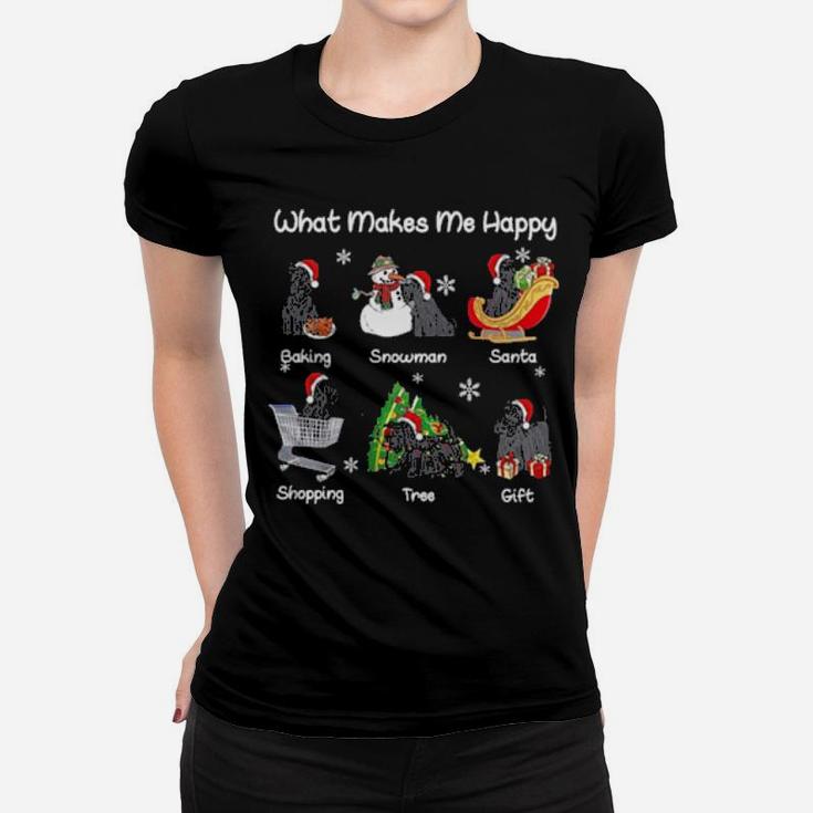Yorkie What Makes Me Happy Baking Snowman Santa Shopping Tree Women T-shirt