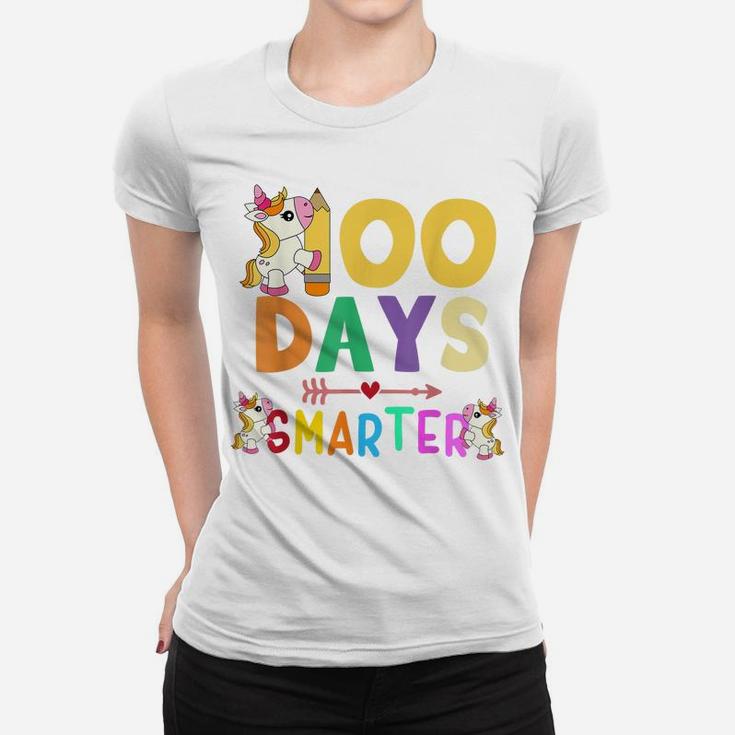 100 Days Smarter 100Th Day Of School Teacher Kids Unicorn Women T-shirt