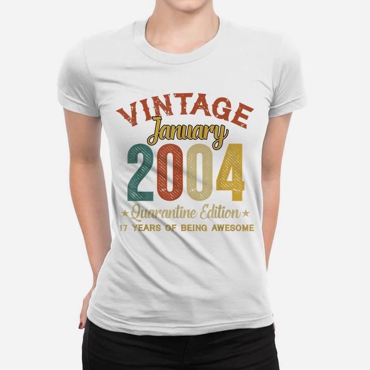17 Years Old Gifts 17Th Birthday Gift Vintage January 2004 Women T-shirt