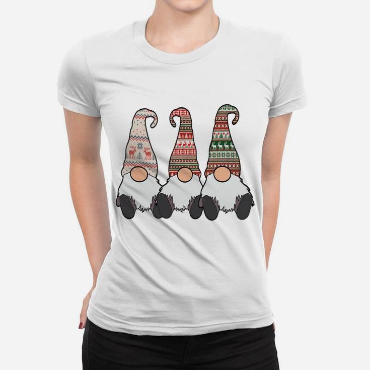 3 Nordic Gnomes Winter Christmas Swedish Tomte Cute Elves Women T-shirt