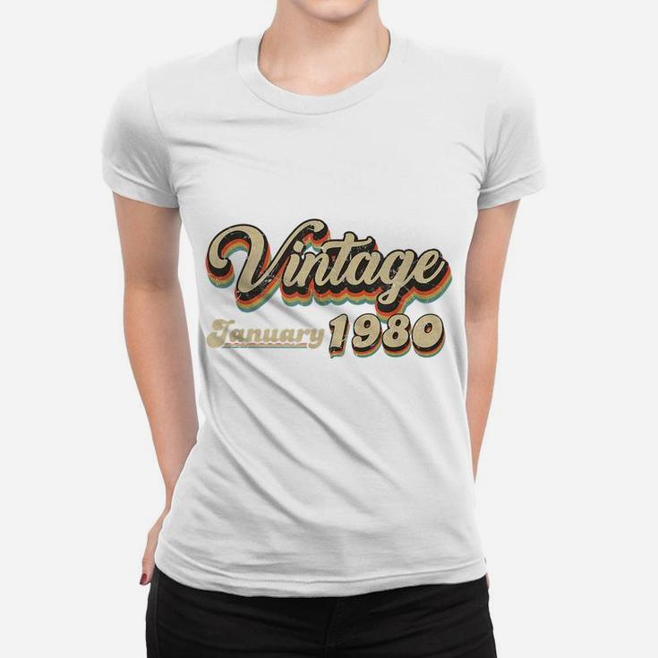 40Th Birthday Gift Vintage January 1980 Forty Years Old Women T-shirt